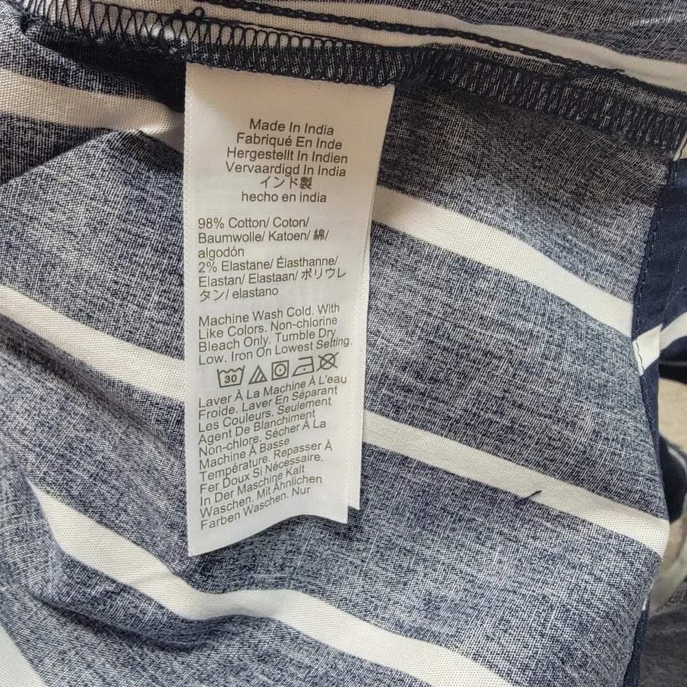 J Crew Factory Navy and White Striped Women's Button-Down Shirt Size L NWT - Picture 9 of 10